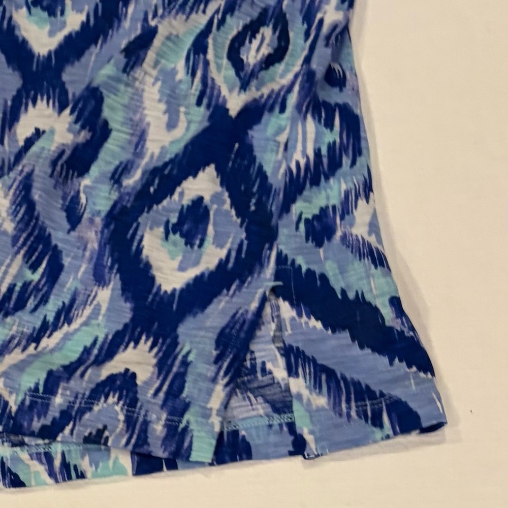 Lilly Pulitzer Blue Kalissa 100% Cotton Tunic Size M Hot Pink Trim Abstract - Picture 8 of 9